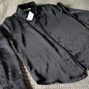 A&F Satin Button-Up Shirt